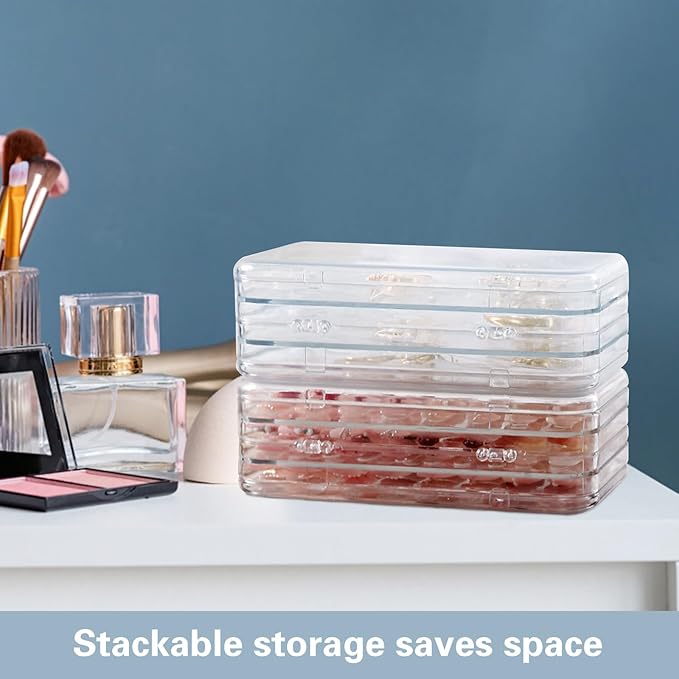 2 Set Tri-Fold Press On Nail Organizer with 60 Strips Double Sided Tape, Portable Clear Plastic 4 Page Fake Nails Packaging Case for Travel, Nall Display, Salon Supplies (5.9 x 3.2 x 1.8 Inch)