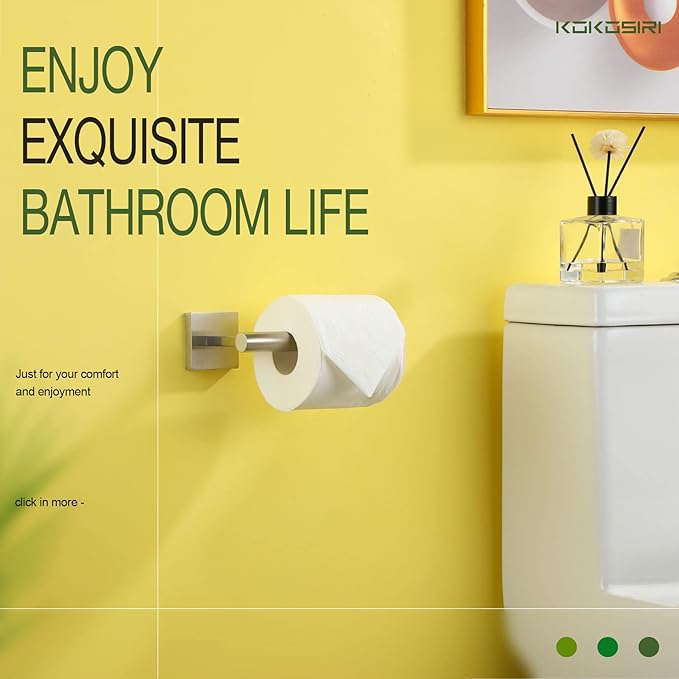 KOKOSIRI 20-Inch Bathroom Shelves Glass Floating Shelf Toilet Roll Holder Toilet Paper Holder Stainless Steel Brushed Nickel B1105BR-L20+B2005BR