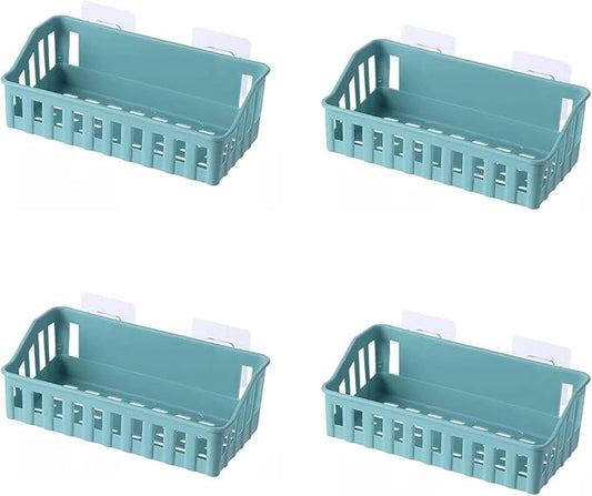 Bathroom Storage Rack 4 Shelves Toilet Plastic Storage Shelves Toilet Washstand Wall Mounted Storage Shelves Non Perforated Shelves Bathroom Shelf(Green)