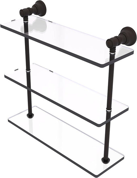 Allied Brass CL-5-16-ORB Carolina Collection 16 Inch Triple Glass Shelf, Oil Rubbed Bronze