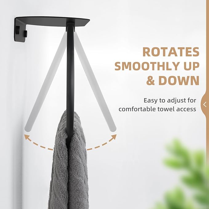 Aomasi Matte Black Bathroom Towel Ring with Shelf, Solid Stainless Steel Wall Mounted Towel Holder