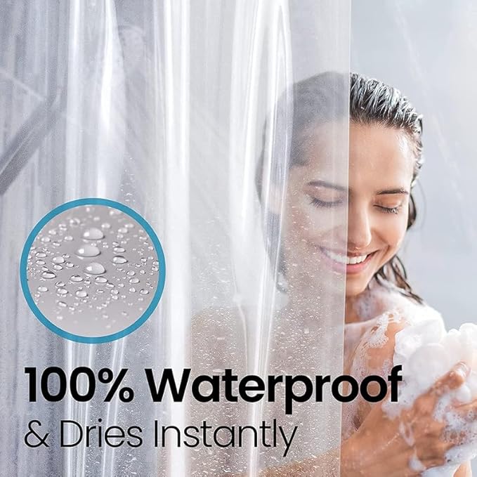 LiBa Shower Curtain 2 Pack- Waterproof Plastic Shower Curtain Premium PEVA Non-Toxic with Rust Proof Grommets White 8G Heavy Duty Bathroom Accessories 72x72
