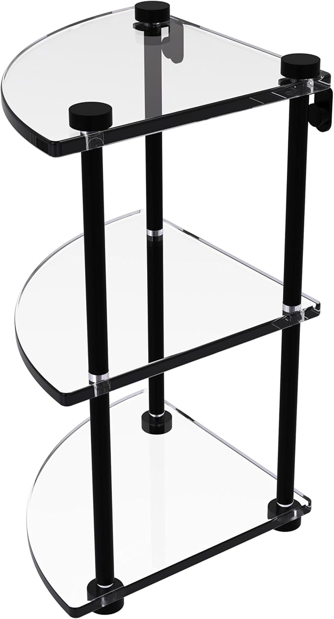 Allied Brass NS-6-BKM Three Tier Corner Glass Shelf, Matte Black