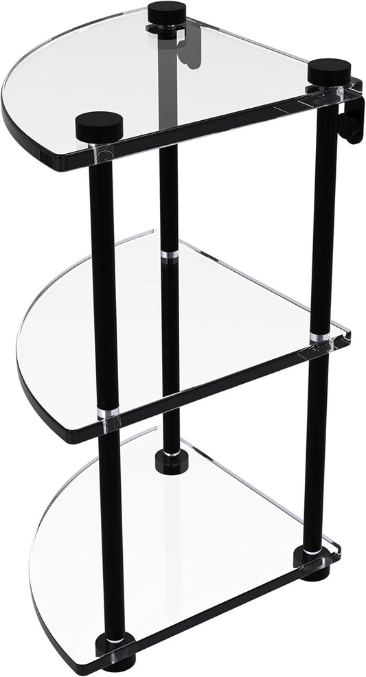 Allied Brass NS-6-BKM Three Tier Corner Glass Shelf, Matte Black