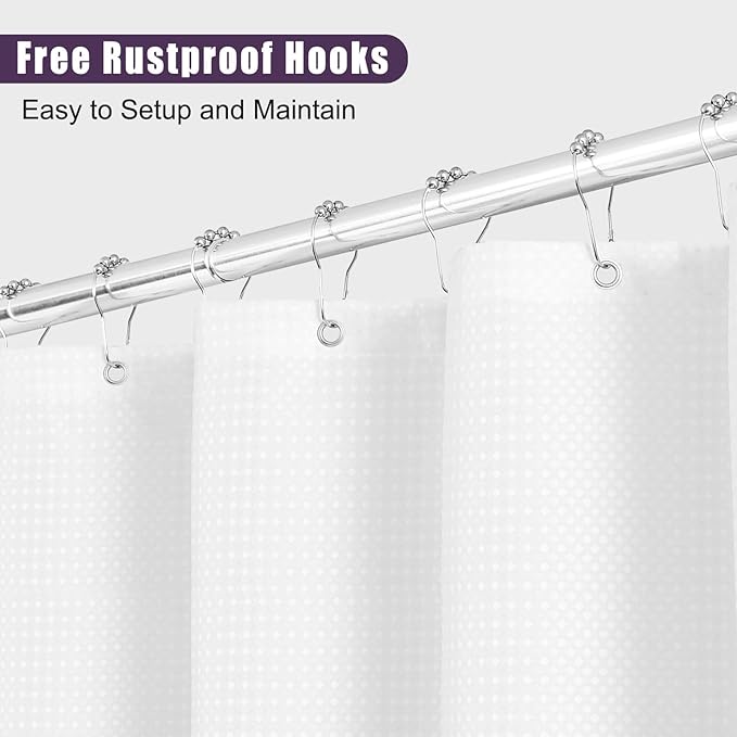 Hokibero Purple Misty Forest Mountain Nature Tree Fabric Shower Curtains for Bathroom Waterproof Heavy Duty Navy Blue and White Woohitedland Shower Curtain Bathtubs Hotel, 72 x 78 inch