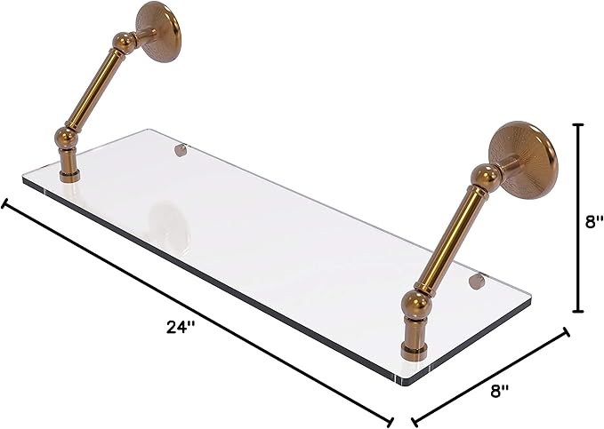Allied Brass PMC-1-24 Prestige Monte Carlo Collection 24 Inch Floating Glass Shelf, Brushed Bronze