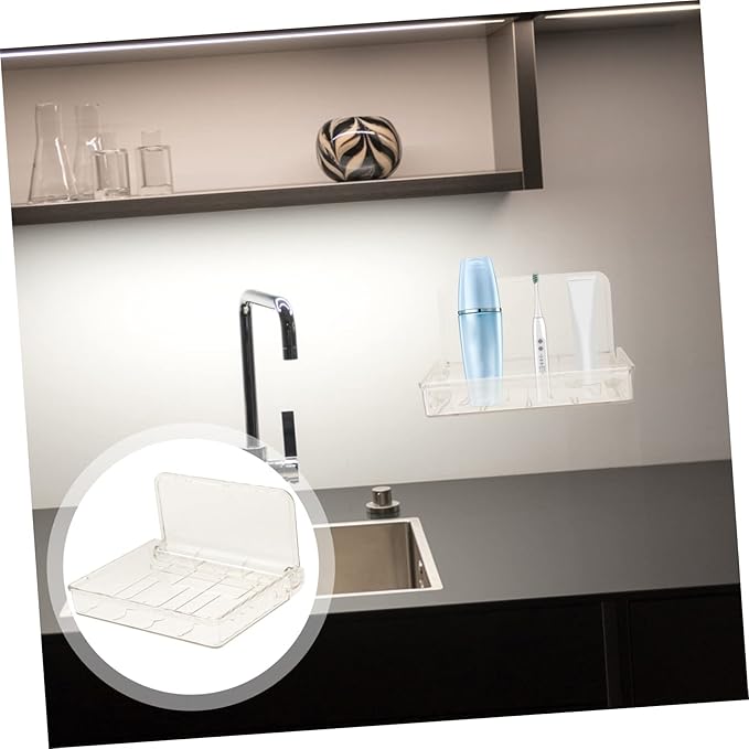PRETYZOOM 2pcs Wall Storage Organizer No Drill Floating Shelf for Bathroom Kitchen and Bedroom Plastic Wall-Mounted Makeup and Utility Storage