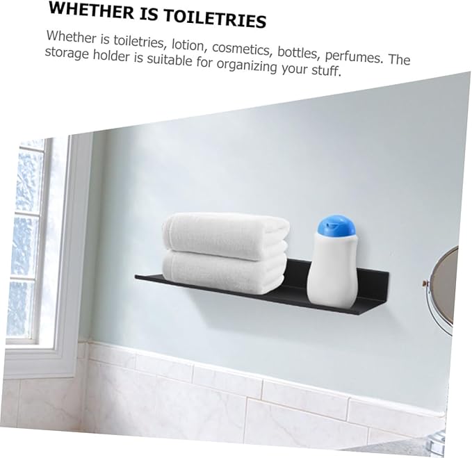 Zerodeko 2pcs Floating Wall Shelf for Bathroom Metal Shelves Wall Mount Storage Rack Long Floating Toiletries Display