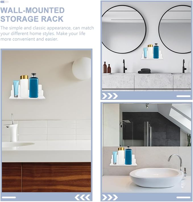 Acrylic Floating Wall Shelf Bathroom Storage Rack Organizer for Toiletries Kitchen Bedroom Office Transparent Modern Mounted Display