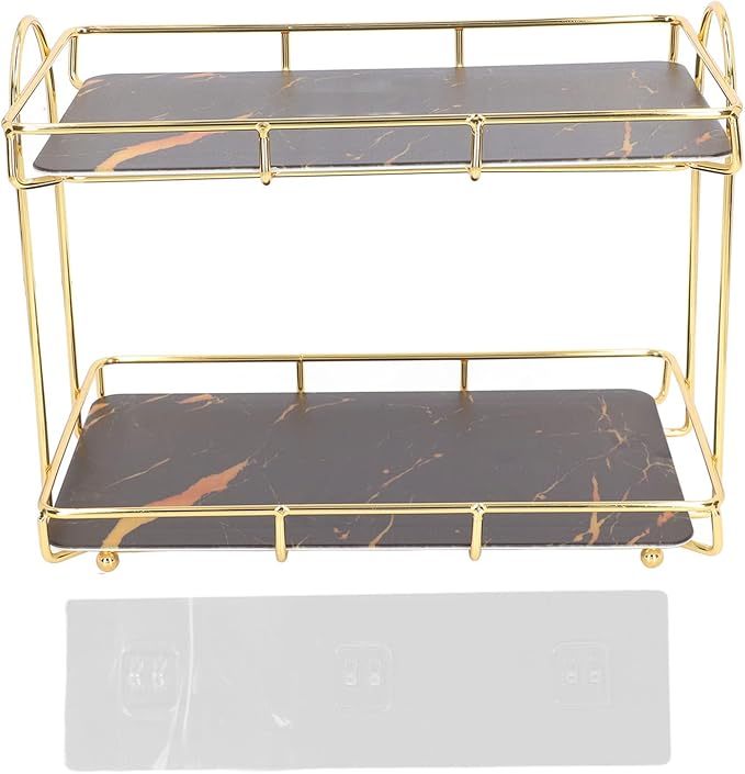 Bathroom Shelf 2 Tier Standing Storage Rack Cosmetic Holder Gold (l)