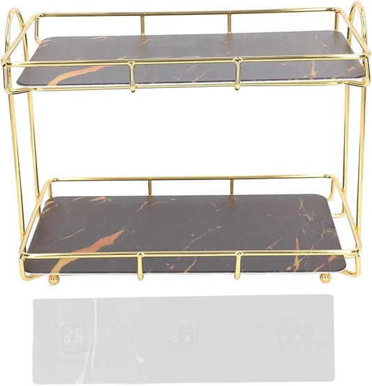Bathroom Shelf 2 Tier Standing Storage Rack Cosmetic Holder Gold (l)