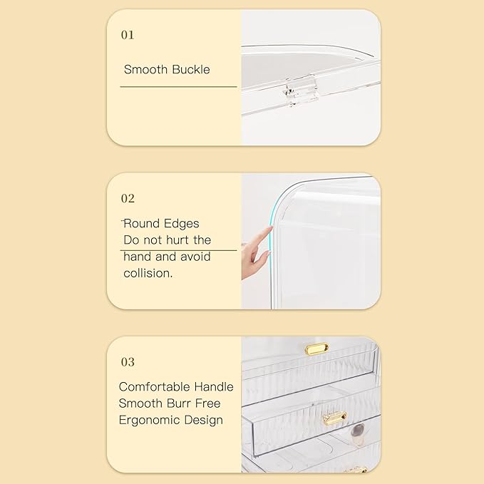 Eujgoov Makeup Storage Organizer with Drawers & Lid, Cosmetic Case for Countertop Bathroom – Ideal Gift for Women