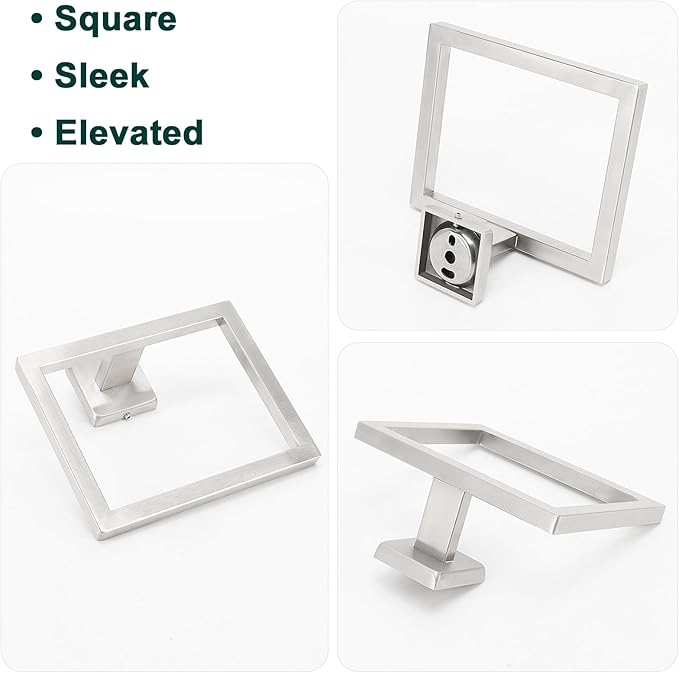 Bath Towel Ring, Square SUS304 Stainless Steel Hand Towel Holder for Bathroom Wall Mounted, Modern Towel Hanger for Bath, Kitchen, Brushed Nickel