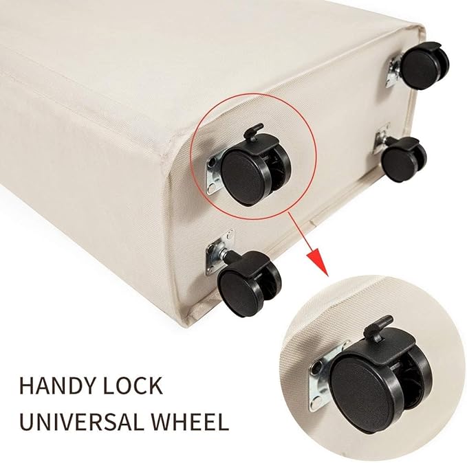 ZERO JET LAG 52L Large Slim Rolling On Wheels Laundry Hamper Tall Dirty Clothes Storage Basket Standable Corner Handy Bin Hamper Basket 15×8×22" (22 Inches, Printed Beige)