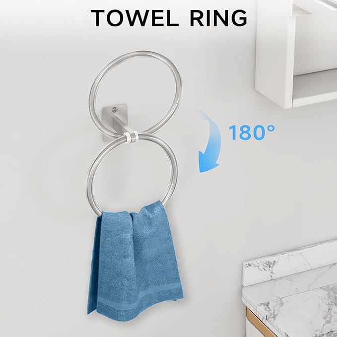 Brushed Nickel Bathroom Accessories Set, 10 Pieces Bathroom Hardware Set, 24 inch Towel Bar, Towel Racks for Bathroom, Robe Towel Hooks, Toilet Paper Holder Wall Mounted