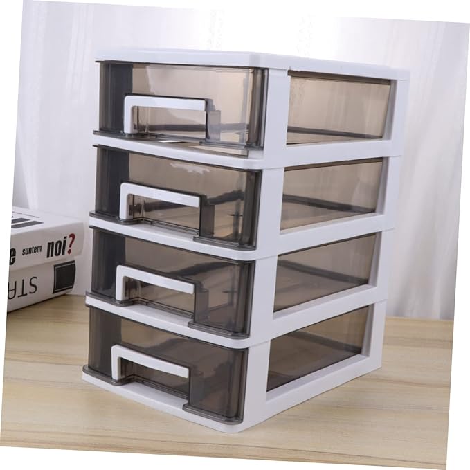 Outanaya Four-layer Plastic Drawer Storage Cabinet Transparent Multifunctional Organizer for Office Bathroom and Home Use Neat and Orderly Desktop Sundries Holder