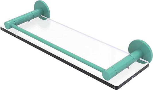 Allied Brass FR-1/16G-SFG Fresno Collection 16 Inch Glass Shelf with Vanity Rail, Sea Foam Green