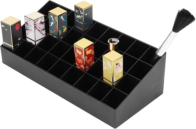 36 Grids Makeup Organizer Storage Box Display Stand Cosmetic Desktop Lipstick Rack Container (Black)