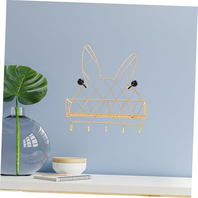 HOMSFOU Bathroom Wall-Mounted Storage Rack with Hooks No Simple and Practical Shelf for Bathroom Sundries Increases Storage Capacity Easy to Install and Remove