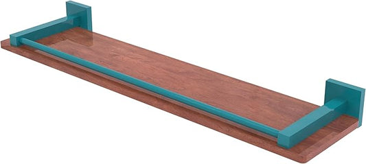 Allied Brass MT-1-22-GAL-IRW-GLT Montero Collection 22 Inch Solid IPE Ironwood Shelf with Gallery Rail, Glokzin Teal