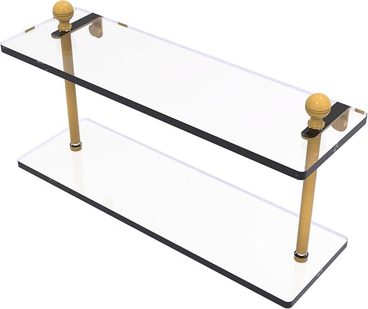 Allied Brass MA-2/16-SGL Mambo Collection 16 Inch Two Tiered Glass Shelf, Spanish Gold