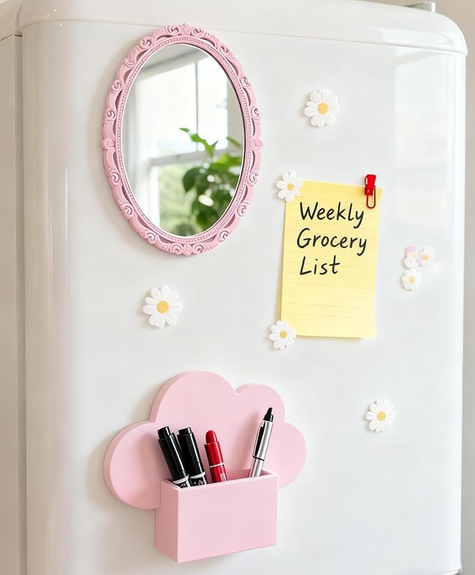 ARTLYMERS Magnetic Locker Mirror, Real Glass Small Mirrors for Lockers with Magnetic Backing, School Locker, Bathroom, Household Refrigerator, Locker Accessory or Office Cabinet (Pink)