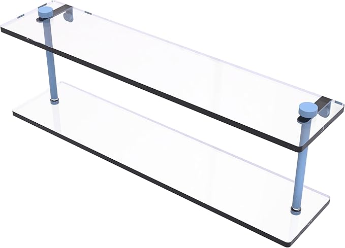 Allied Brass NS-2/22-FTB 22 Inch Two Tiered Glass Shelf, Flat Troll Blue