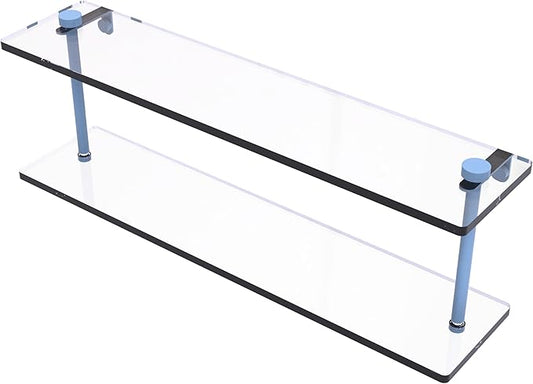 Allied Brass NS-2/22-FTB 22 Inch Two Tiered Glass Shelf, Flat Troll Blue