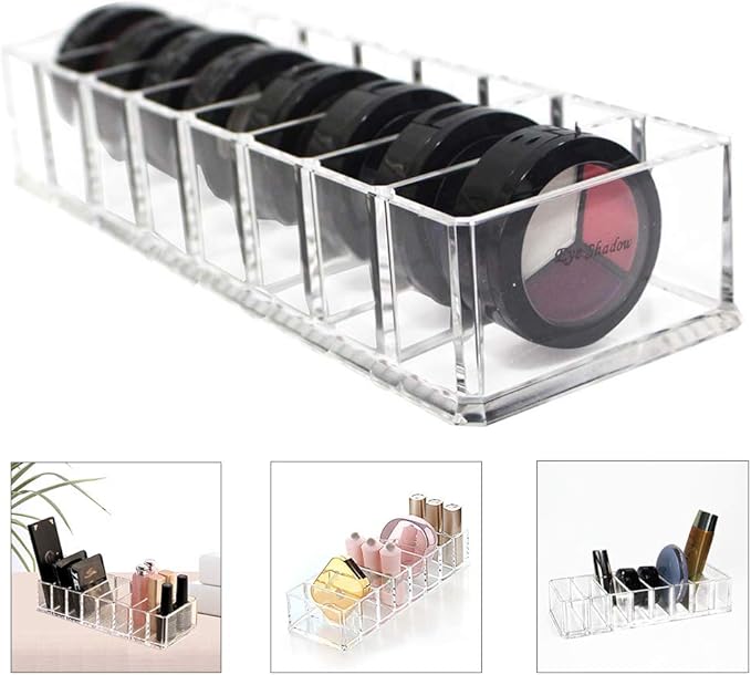 Makeup Cosmetic Display Case with 8 Slots, Skincare Organizers, Clear Makeup Storage Drawers Storage, Beauty Compact Blush (Transparent)
