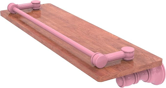 Allied Brass CL-1-16-GAL-IRW-PNK Carolina Collection 16 Inch Wood Shelf with Gallery Rail, Pink
