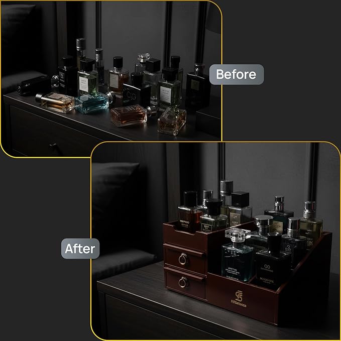Perfume Organizer - Cologne Organizer for Men - Wooden Cologne Stand - Organizador de Perfumes - Cologne Shelf - Perfume Stand for Women - Black, Brown - Perfume Holder