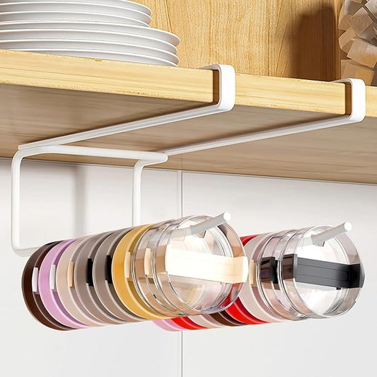 Glass Shelf for Bathroom ，Glass Aluminum，Adhesive-Free Cup Lid Organizer, Dual Hook Hanging Storage for Kitchen, No Drill, Ideal for and Lids