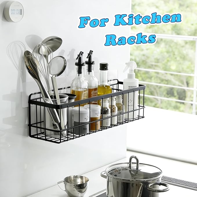 18 Pack Shower Caddy Adhesive Replacement, 1/2/3 Hooks Set Thick Bath Toy Storage Adhesive Replacements, Waterproof Adhesive Hooks Strips for Kitchen Racks, Shower Basket & Soap Holder