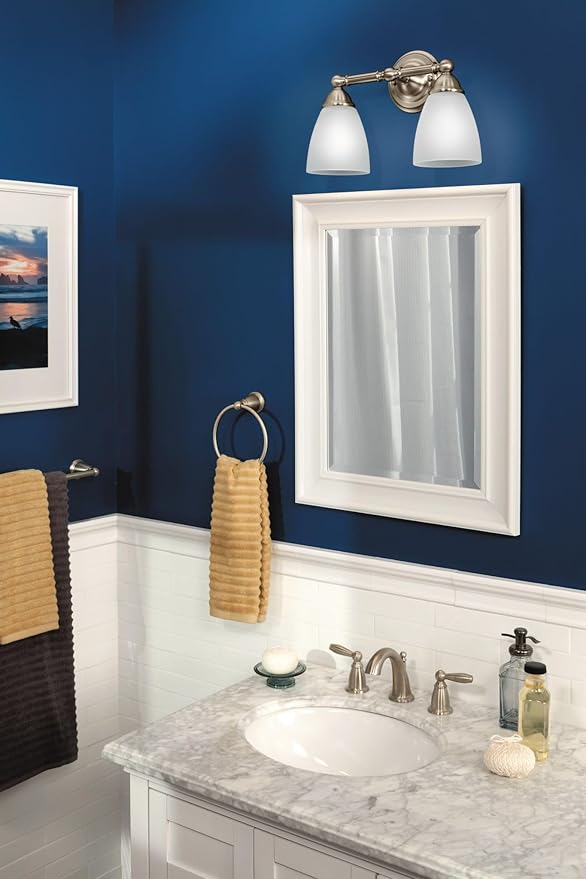 Moen Brantford Brushed Nickel 24-Inch Single Bathroom Towel Bar, Traditional Wall Mounted Towel Hanger, YB2224BN