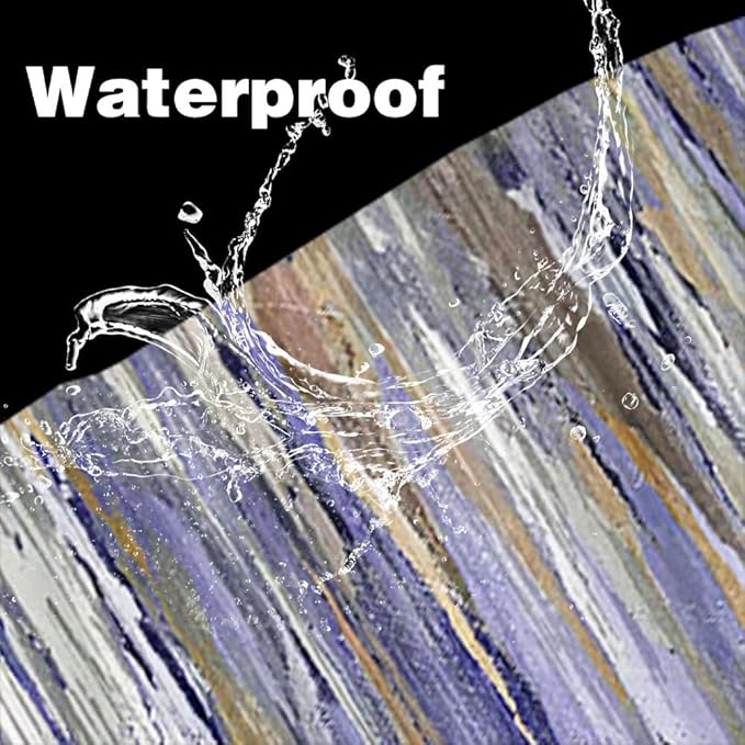 JAWO Abstract Shower Curtain, Modern Aesthetic Stripe Shower Curtain Sets with 12 Hooks for Bathtub Bathroom Gray Purple Contemporary Abstract Painting Fabric