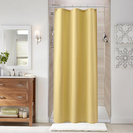 Naturoom Yellow 36 Inch Shower Curtain - Stall Narrow Half Linen Ultra Thick Fabric Shower Curtain Set with Hooks, Boho Farmhouse Rustic RV Camper Bath Curtains for Bathroom, 36x72