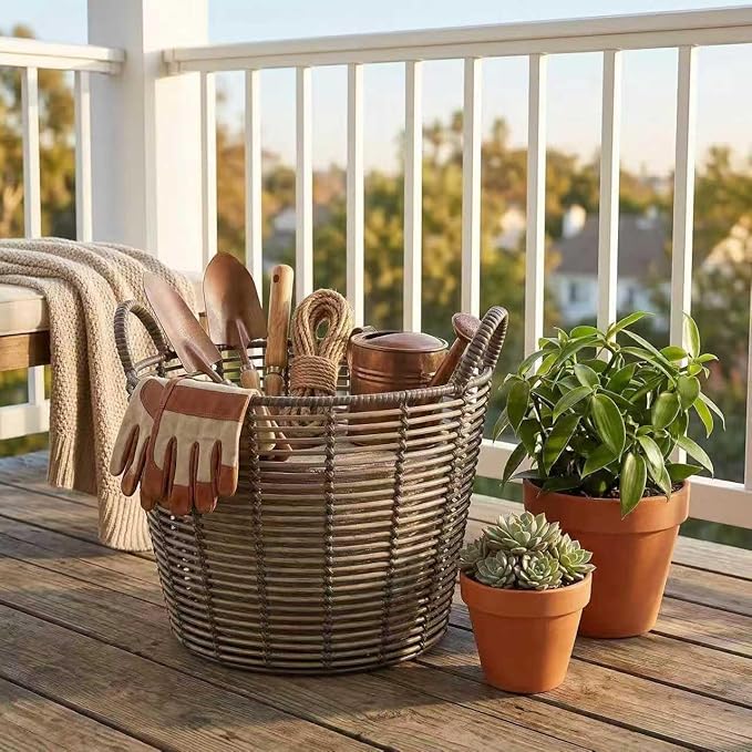 76QT Rattan Woven Basket With Handle, Extra-Large Storage Basket,Used for Storing Clothes, Towels and Various Household Items. Perfect for Living Rooms, Bedrooms, Bathrooms and Dormitories.