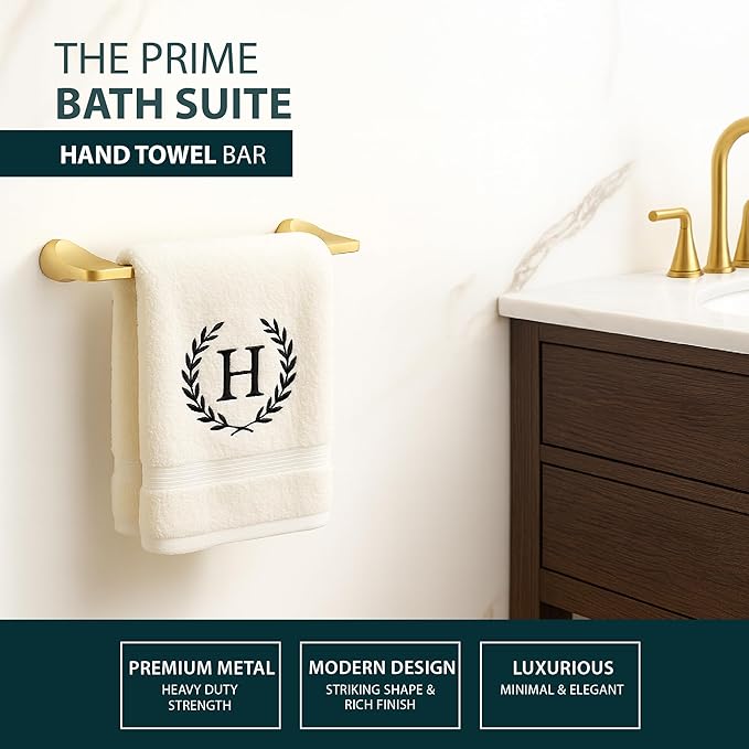 Mega Handles Bathroom Towel Holder Set - 4 Pieces Bathroom Accessories Sets - Heavy Duty Bathroom Accessory Set, 25'' Towel Bar, Robe Hooks & Toilet Paper Holder Wall Mounted - Satin Brass Bath Suite