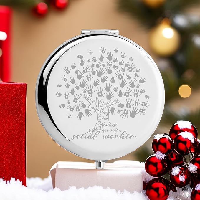 Social Worker Appreciation Gifts for Women, Social Work Month Volunteer Gift for BSW Compact Makeup Mirror