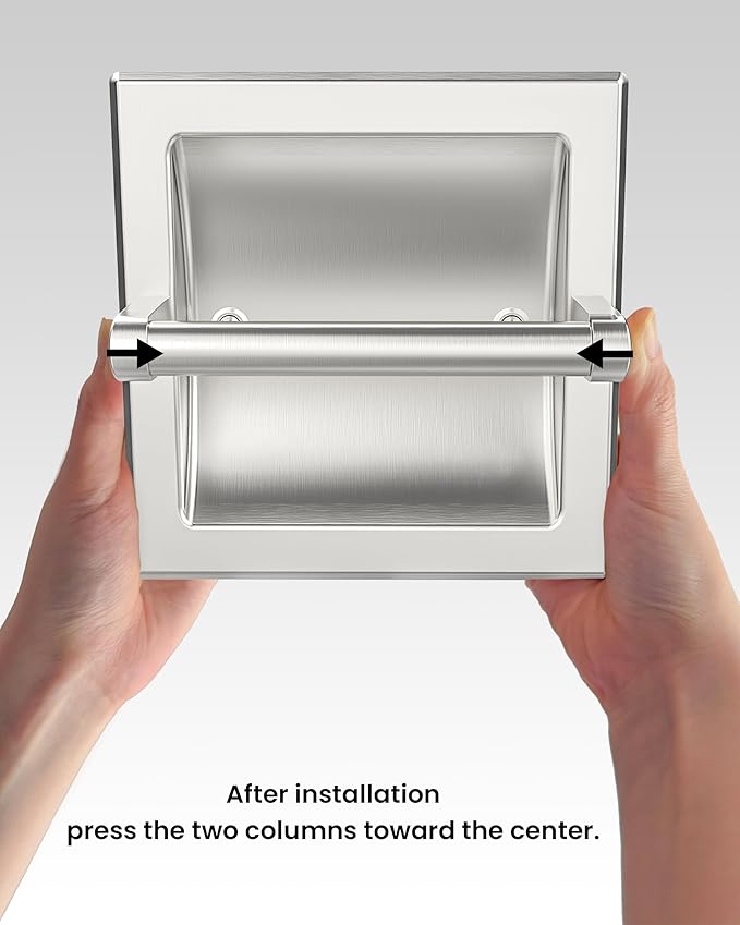 Toilet Paper Holder 2 Pack, Recessed Pivoting Toilet Paper Holder Wall Mount Stainless Steel for Large Rolls in Bathroom (Brushed Nickel)