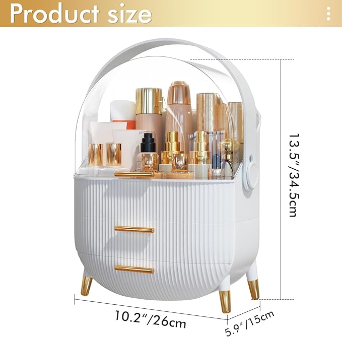 Makeup Organizer Skincare Organizers - Cosmetic Display Cases with Transparent Cover, SkinCare Organizers for Bathroom Countertop, Bedroom Vanity Desk, Lipstick Organizer, White Upgarde