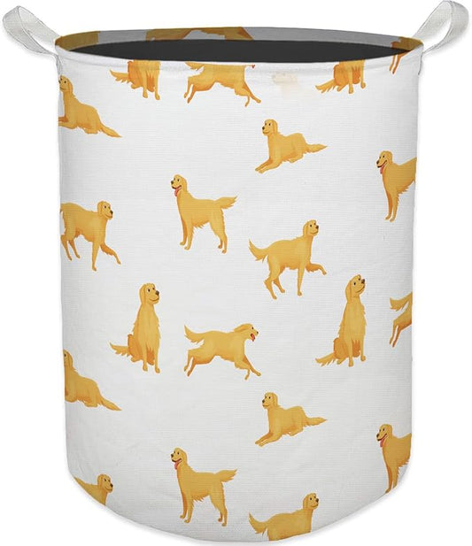 Golden Retriever Dog Laundry Basket, Toybox for Boys Girls, Golden Retriever Laundry Basket Hamper Waterproof Collapsible Clothes Toys Storage Bin Organizer for Bedroom Bathroom Kids Room Dorm
