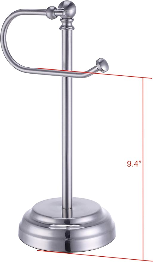 SunnyPoint Heavy Weight Classic Decorative Metal Fingertip Towel Holder Stand for Bathroom, Kitchen, Vanity and Countertops. (Brush Chrome, Overall: 6.7" x 5.5"x13.4"H)