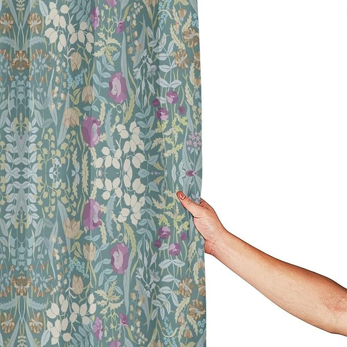 Vintage Botanical Shower Curtain William Morris Designs Green Jungle Fruit Print Shower Curtain Set Polyester Interior Waterproof Shower Curtain with 12 Hooks 72x78 Inches(183x200cm)