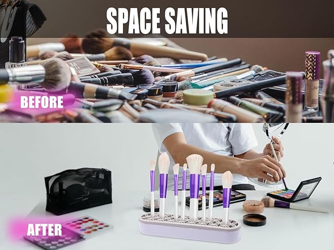 2Pcs Grey Silicone Makeup Brush Holder Stand Makeup Brush Storage Make Up Brushes Holder Organizer for Painting Pen Brushes Nail Clippers Drill Pens Ruler Sewing Craft Tools