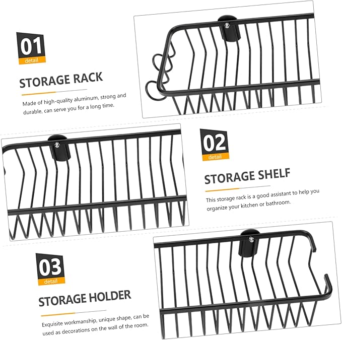 1Pc Wall Mounted Storage Rack No Drill Shelf for Bathroom Kitchen Stylish Organizer for Shampoo Toiletries Functional Design Easy Installation