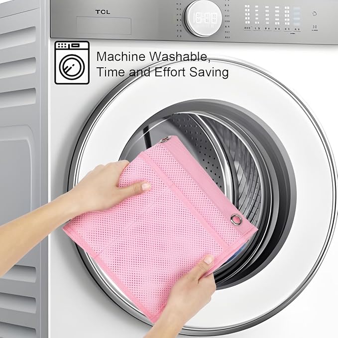GYEUKHAM Hanging Mesh Shower Caddy for Bathroom - Quick Drying Portable Shower Organizer with Multiple Pockets for Soap,Shampoo and Cruise Ship Essentials Saving Bathroom Storage,Pink,2 Pack