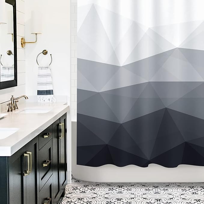 Sunlit Designer Shower Curtain, Popular Shower Curtain, Ombre Cool Gray Fabric Shower Curtains for Bathroom Decor, Contemporary Bathroom Curtains