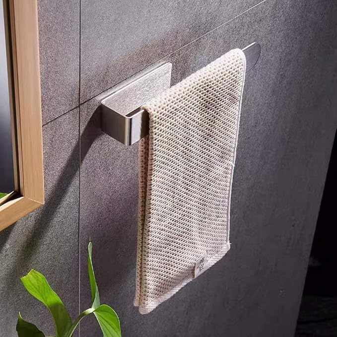 Hand Towel Holder Hand Towel Ring Towel Bar for Bathroom Kitchen Self Adhesive,Stainless Steel Brushed.Pack of 2