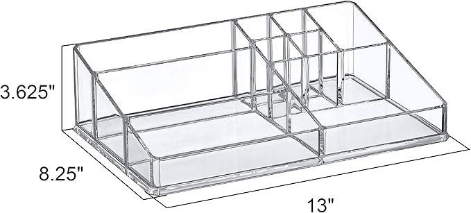 Amazing Abby - Tiffany - Acrylic Cosmetic Organizer (1-Pack), Transparent Plastic Makeup Holder, Compartmented, Shatter-Proof, Perfect Bathroom Vanity Storage Solution for Beauty Supply, Large